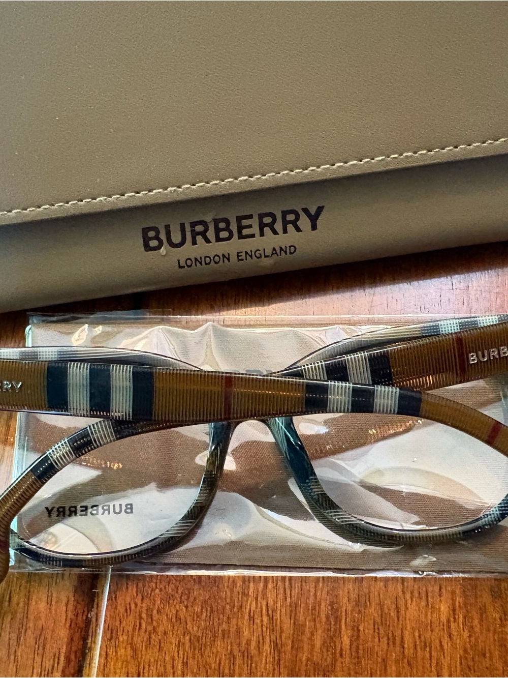 Burberry Women’s Plaid Optical Glasses with Case - Brown - Picture 4 of 4
